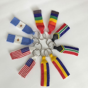 Portachiavi con bandiera di perline. Portachiavi Flag con perline. Portachiavi Perline Flag