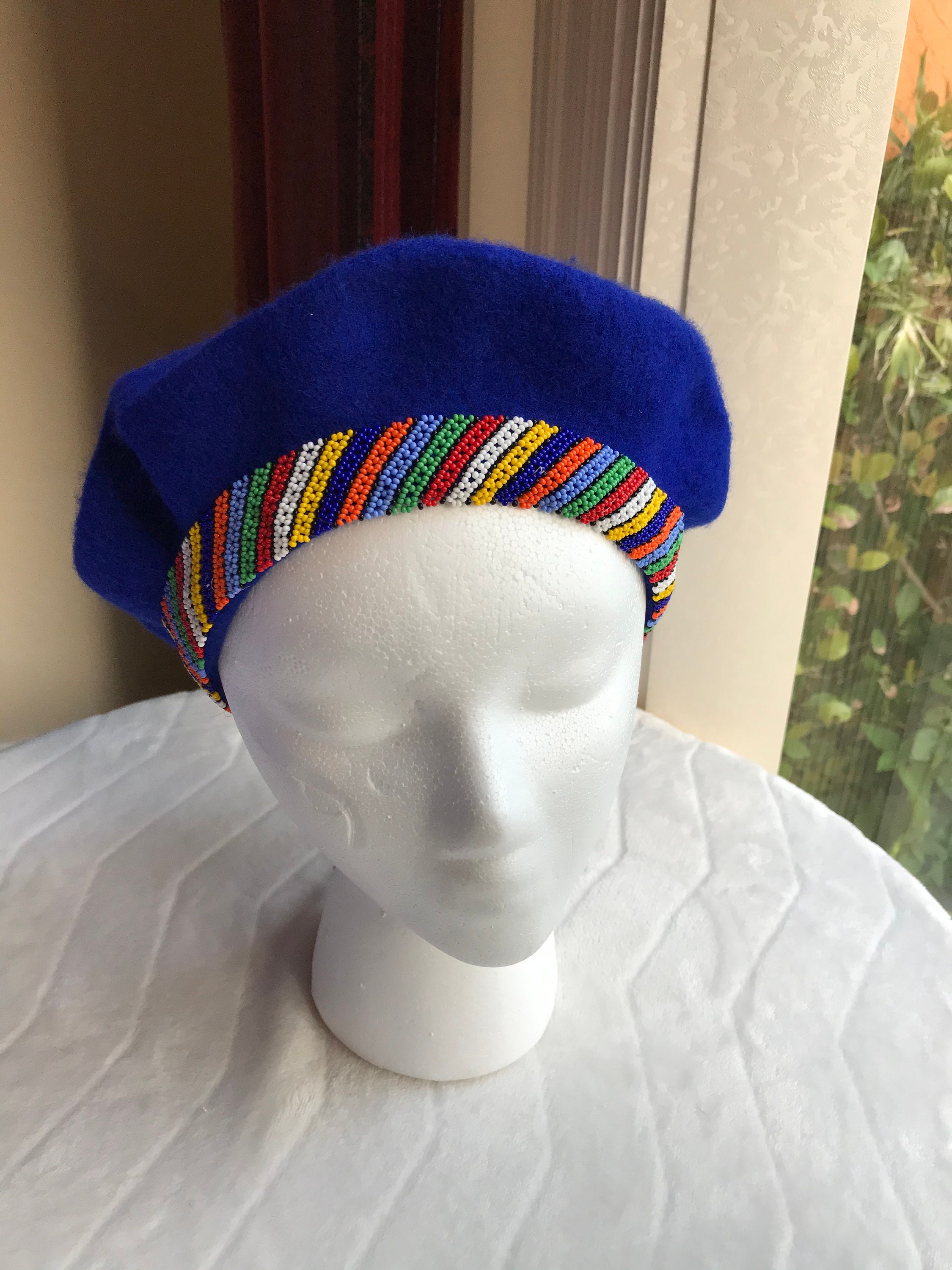 South African Zulu Beaded Beret. Beaded beret. Beaded hat. Etsy