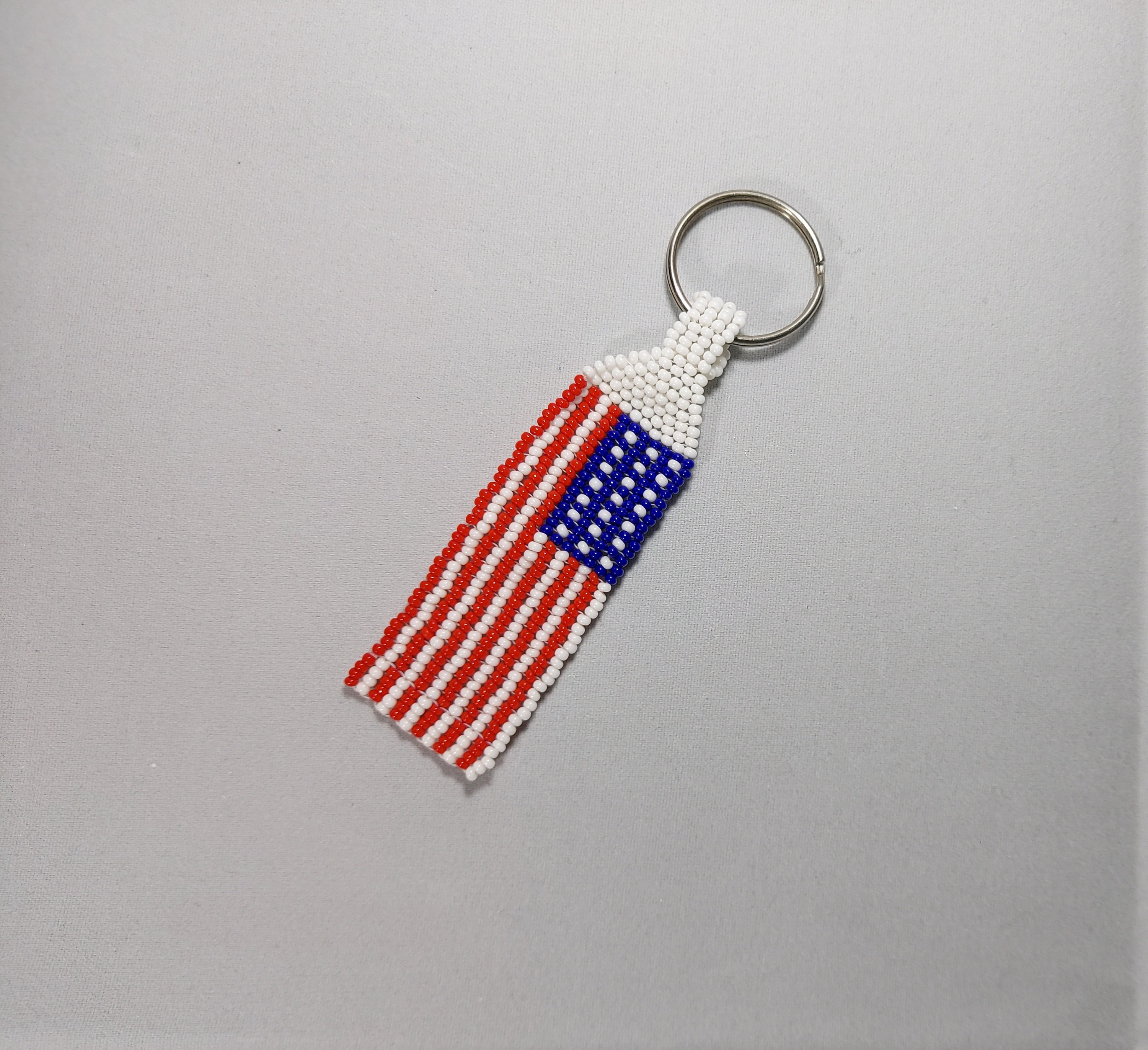 Beaded Flag Key Ring. Beaded Flag Key Holder. Beadwork Flag Etsy