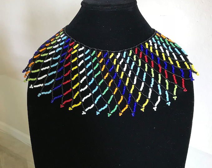 South African Wide Beaded Zulu Necklace. Tribal Zulu Women - Etsy