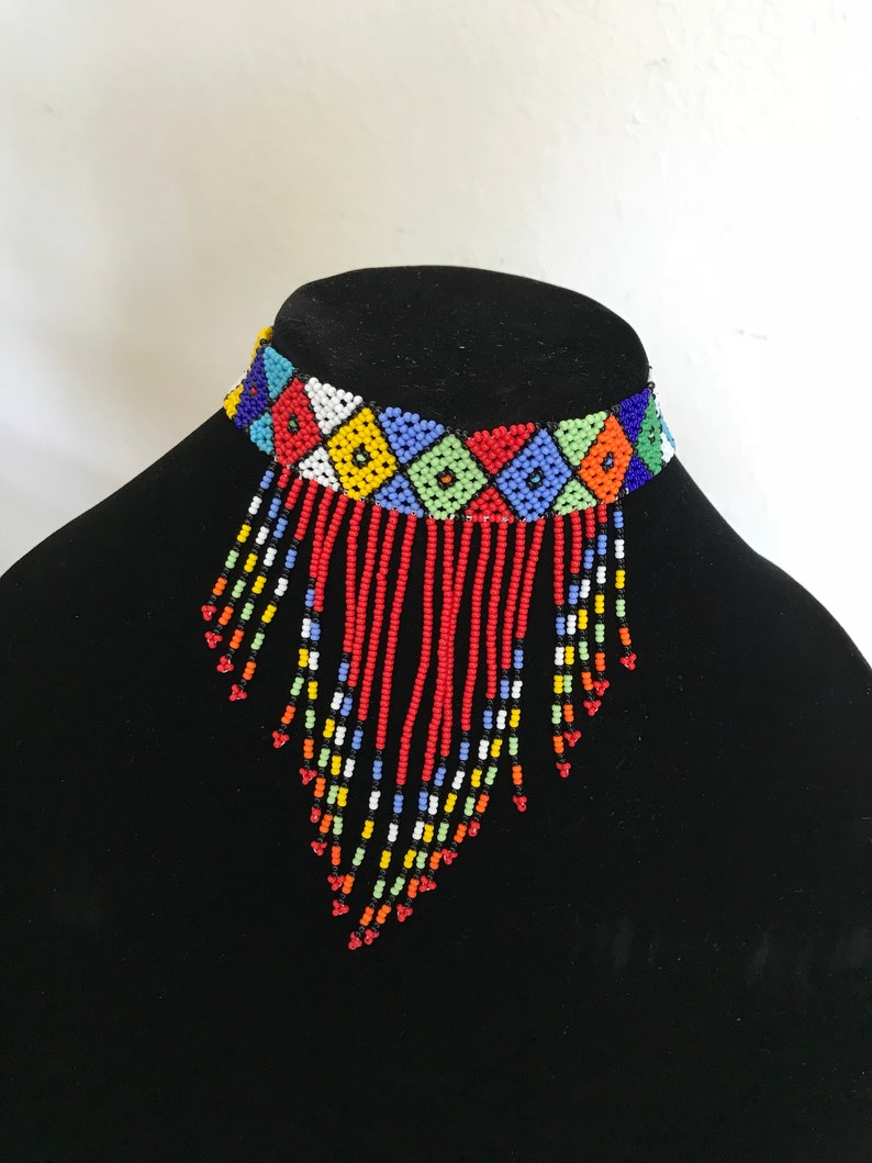 South African Beaded Zulu Tassel Necklace/headband. Tribal Etsy