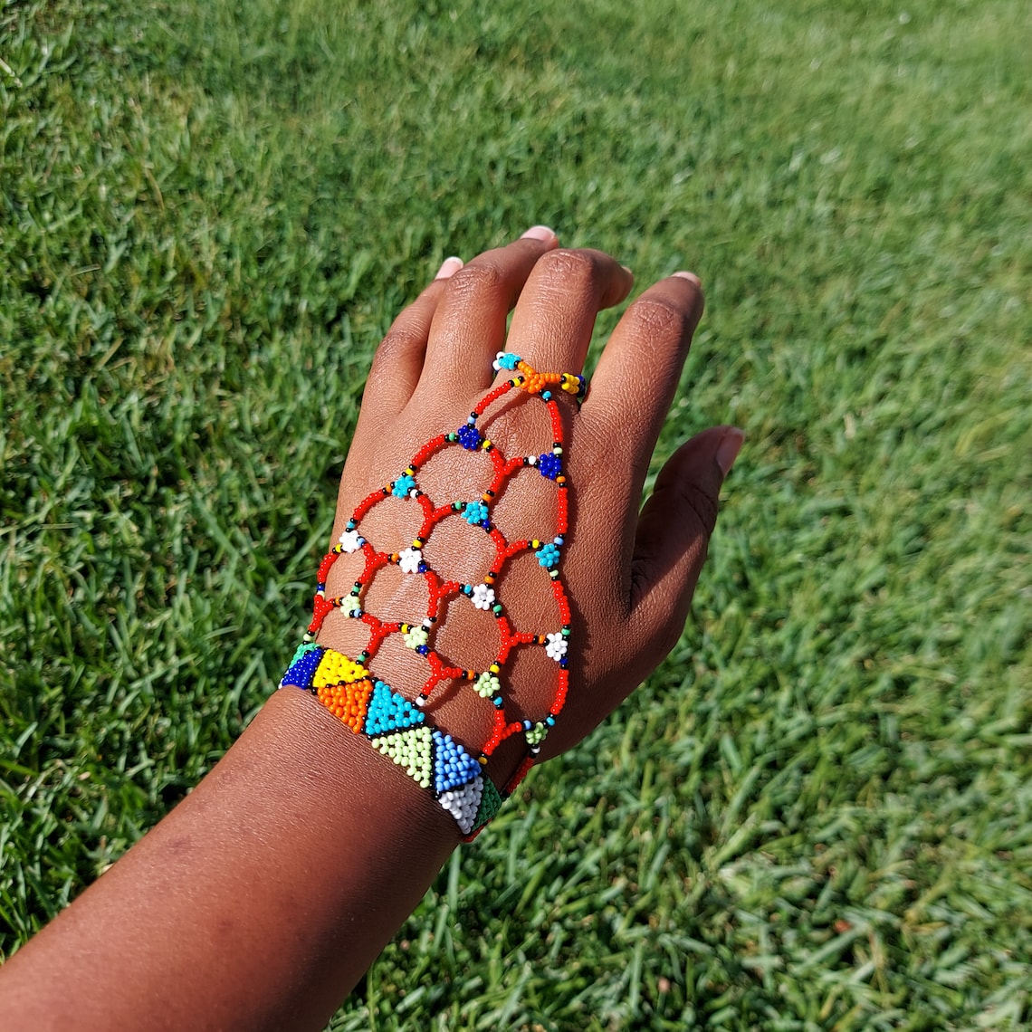 South African Beaded Zulu Glove/bracelet. Tribal Jewelry. Zulu Etsy