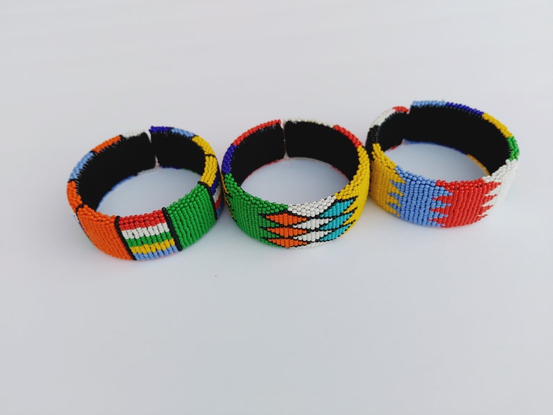 Beaded cuff bangle South African Beaded Zulu Bangle Tribal Zulu women Jewelry