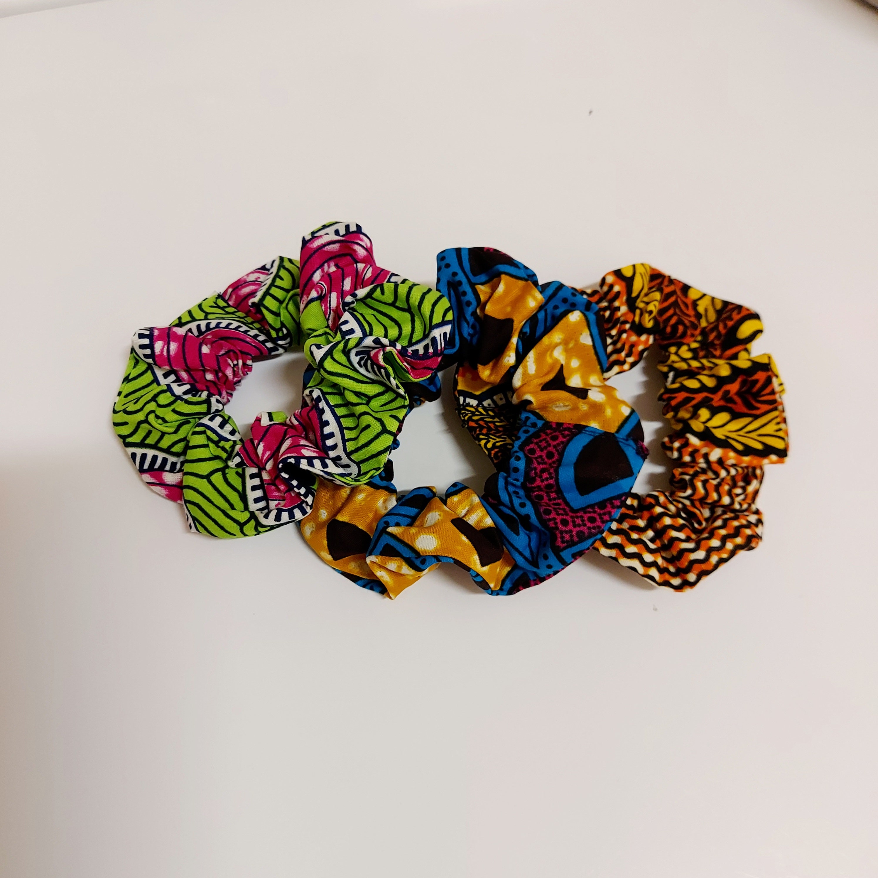 3 Trendy African Scrunchies Set Accessories Hair Accessories Ties & Elastics / Assorted Ankara Scrunchies / Multicolour Kitenge Scrunchies / Handmade Hair Scrunchies / Free UK Shipping 