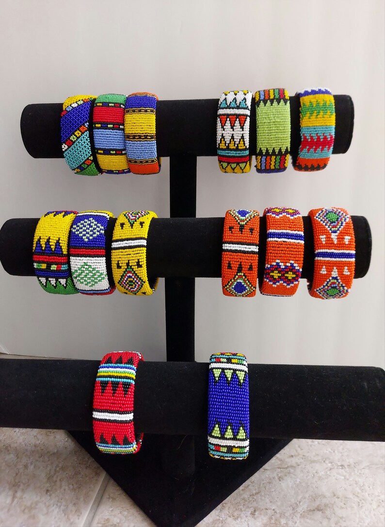 Beaded cuff bangle South African Beaded Zulu Bangle Tribal Zulu women Jewelry