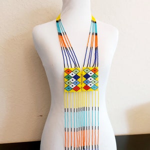 Beaded Zulu Scarf. Unisex Zulu jewelry. Long Zulu necklace for men and women