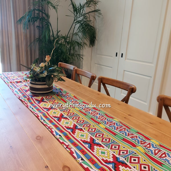 Ndebele Print Table Runner . Afrocentric table runner. African house decor. Ankara table runner.