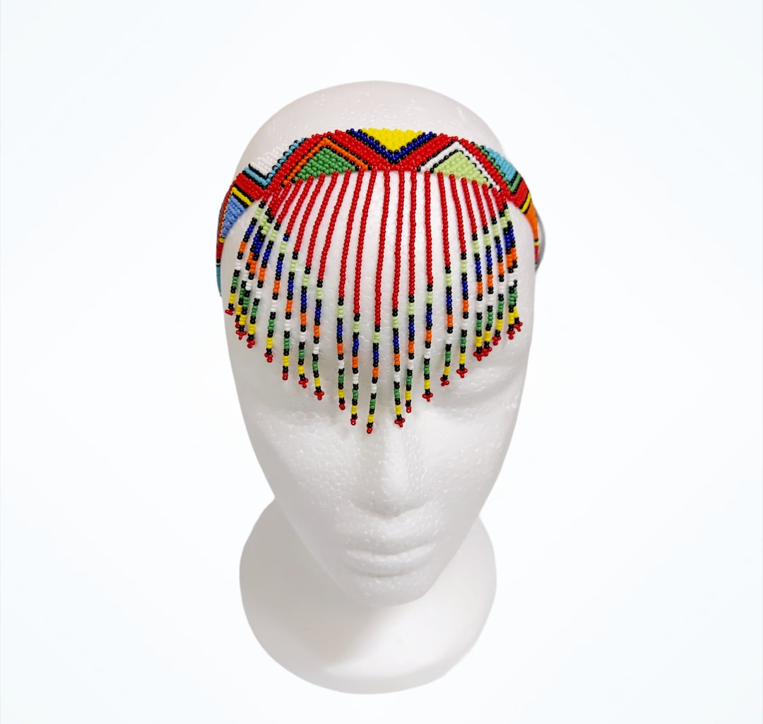 South African Beaded Zulu Tassel Necklace/headband. Tribal Zulu Women ...