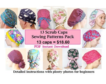 Women/'s Surgical Scrub Cap red and pink geometric Valentine\u2019s Day Ponytail