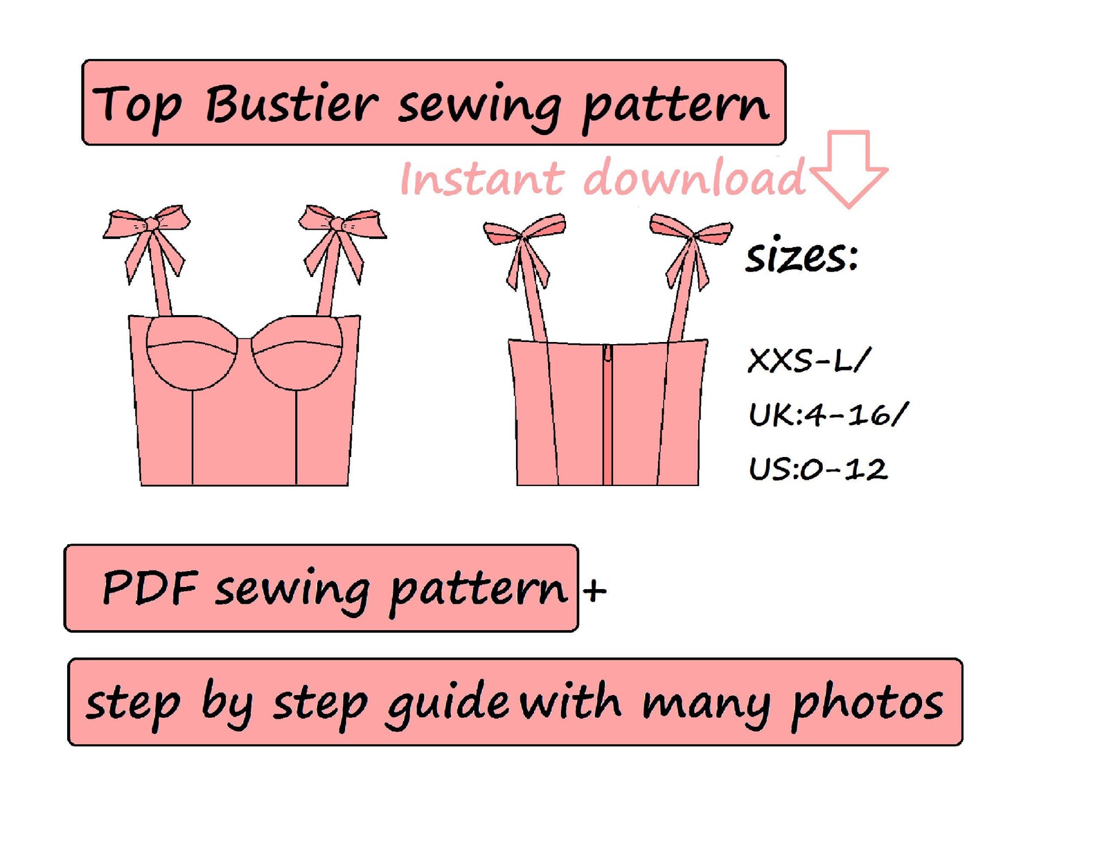 Corset pattern crop top pattern bustier top sewing pattern Etsy