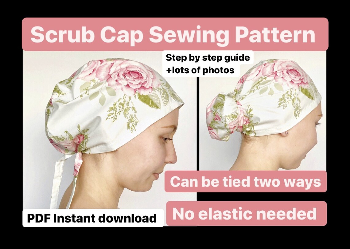 Sewing pattern Scrub Cap Ponytail pdf scrub caps for women Etsy