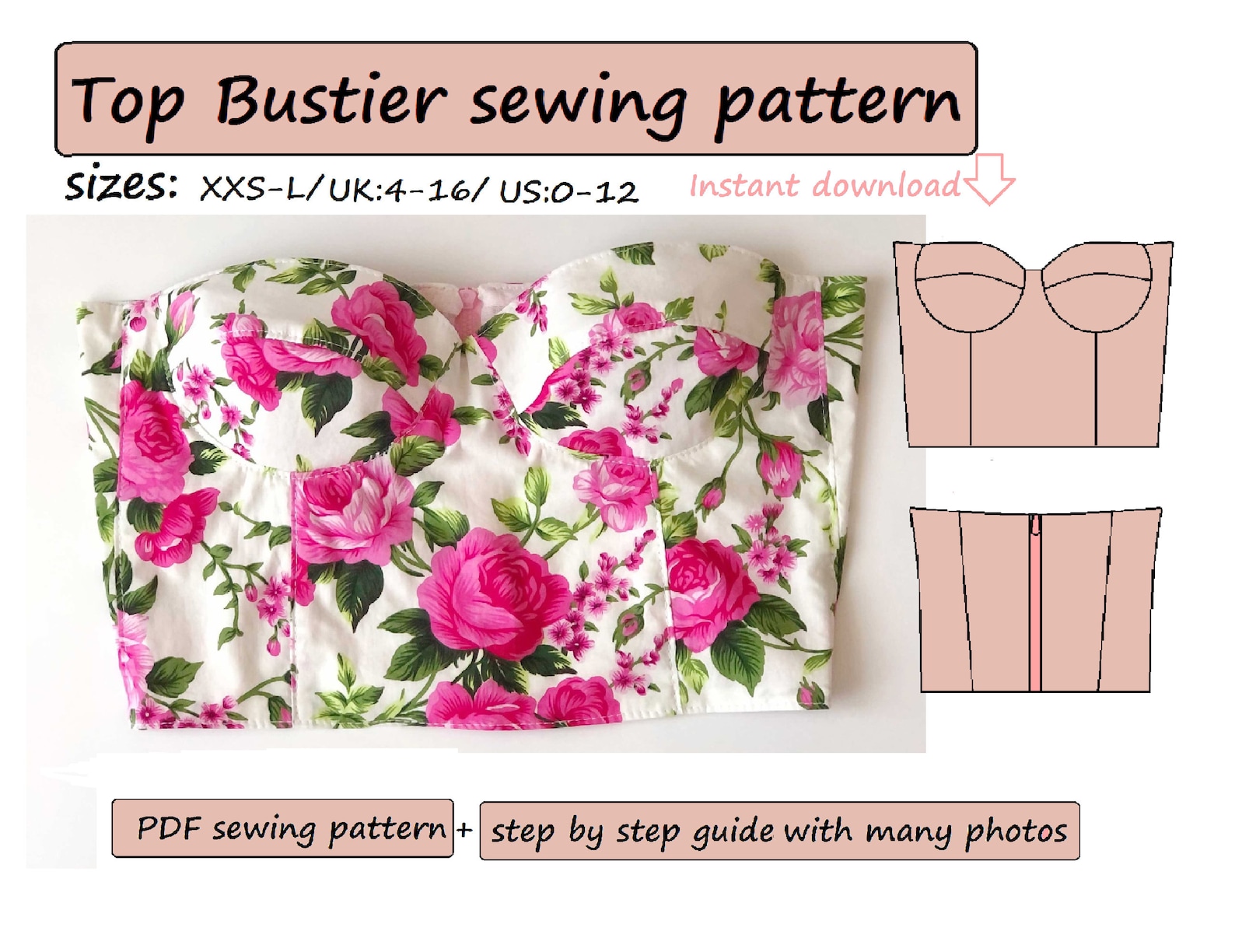 Korsett Muster Schnittmuster Bustier Top Schnittmuster PDF | Etsy