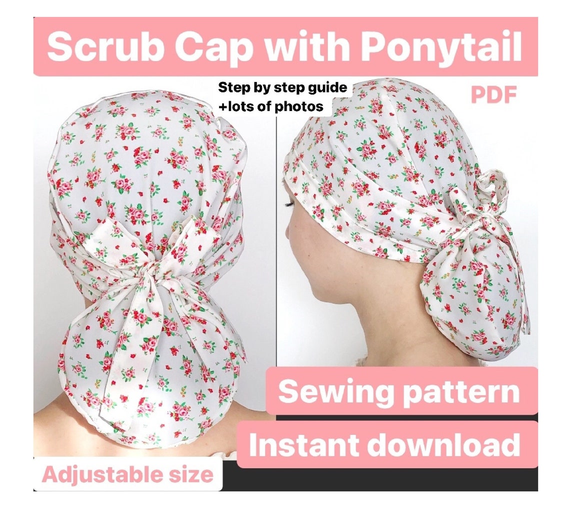 Sewing pattern Scrub Cap Ponytail pdf scrub caps for women Etsy
