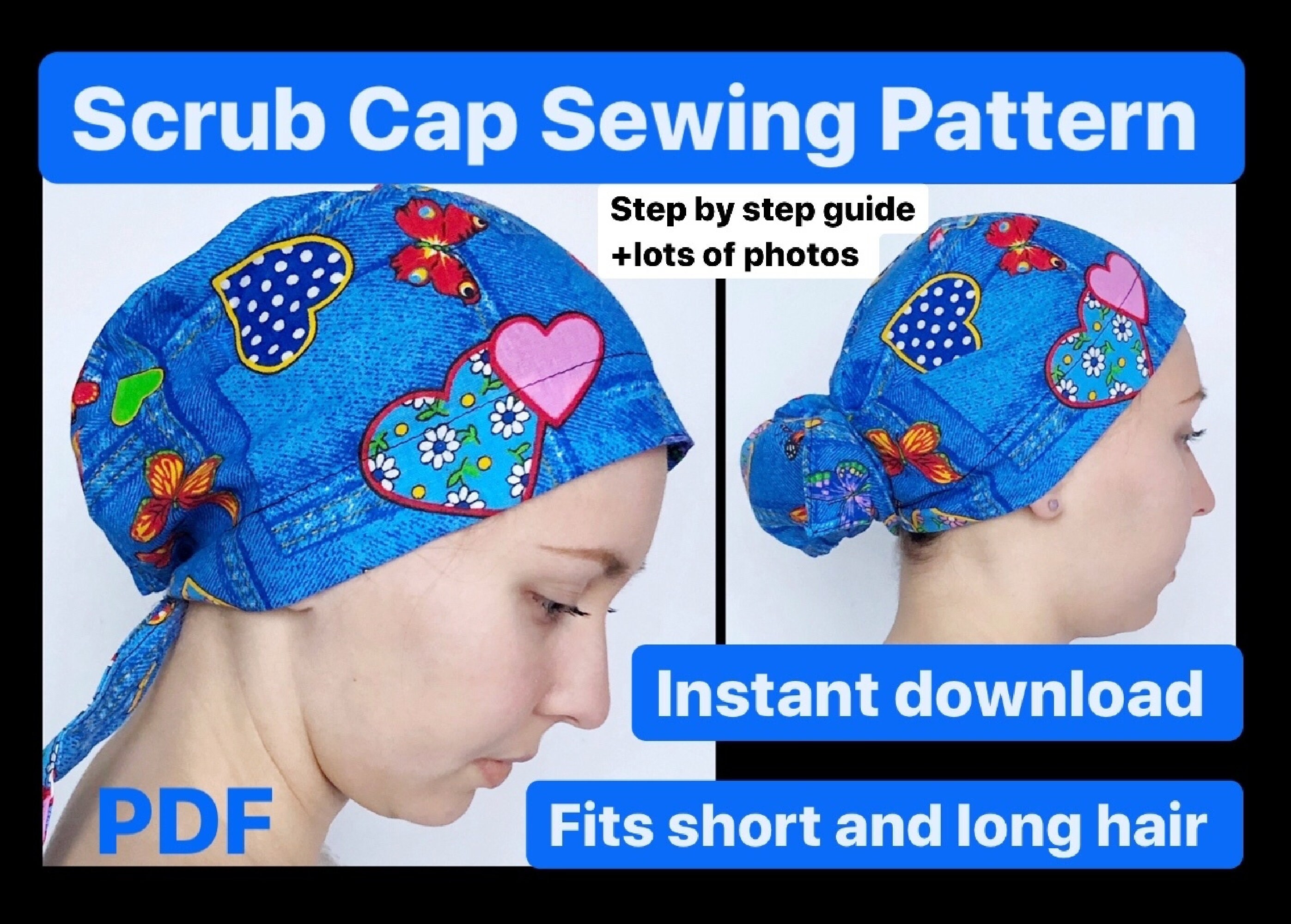 Sewing patterns for women ponytail scrub cap pattern easy Etsy