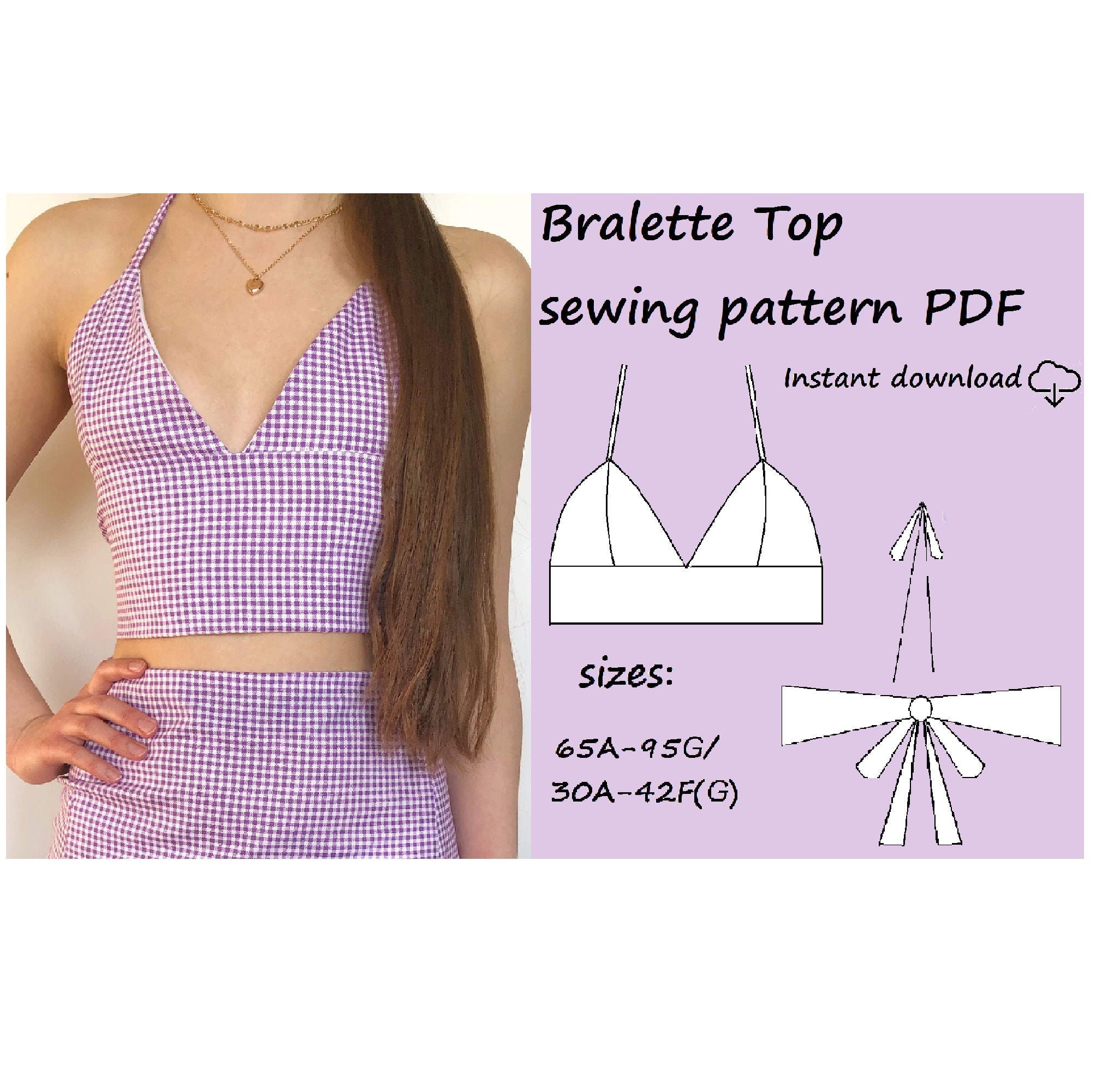 Crop top pattern halter neck top sewing pattern PDF summer | Etsy