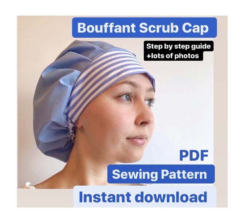Sewing pattern Scrub Cap bouffant pdf scrub caps for women Etsy