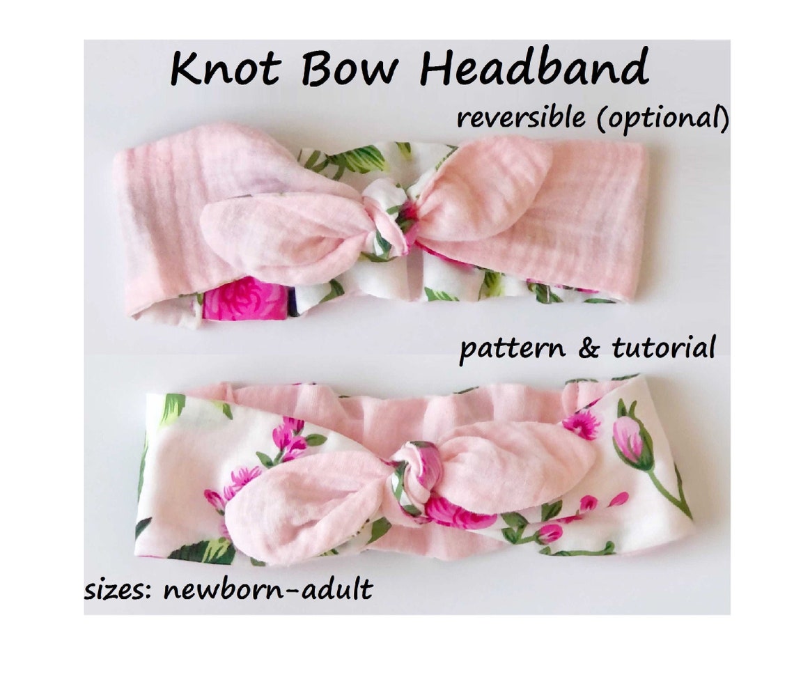 Knot bow headband Sewing Pattern PDF easy knit stretch baby | Etsy