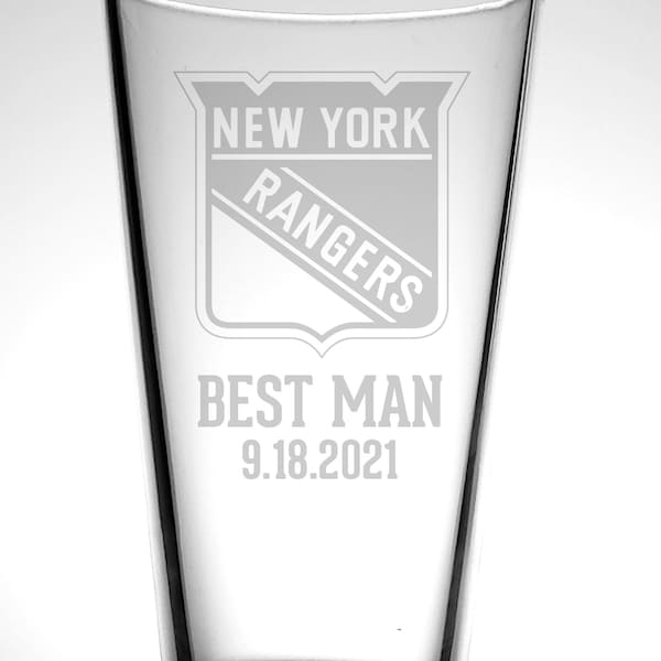 New York Rangers pint glass-Rangers Hockey glass-New York Hockey-Hockey Fan-Custom Pint Glass-Personalized Hockey Gift-Hockey Coach Gift