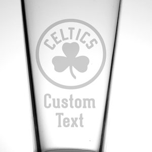 Boston Celtics Pint Glasses-PERSONALIZE basketball pint-NBA mugs-Father's Day Gift-Dad Gift-Basketball Mom-Gift for Coach-Custom Text