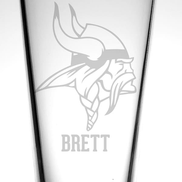 Minnesota Vikings Custom Pint Glass-Your text-Personalized-Viking Football Fans-Fathers Day Gift- Gift for Coach-Dad-Christmas-Uncle-Son-Mom