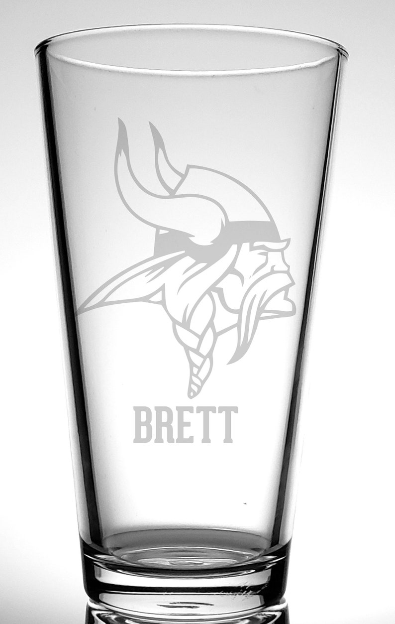 Minnesota Vikings Custom Pint Glass-Your text-Personalized-Viking Football Fans-Fathers Day Gift Gift for Coach-Dad-Christmas-Uncle-Son-Mom image 1