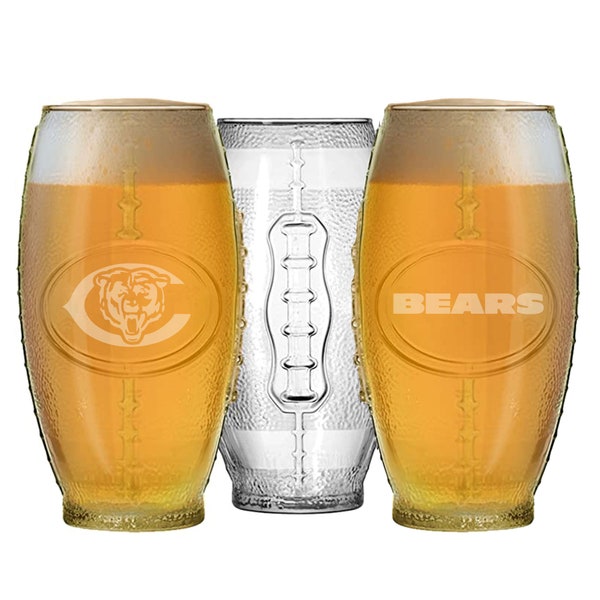 Chicago Bears Football Pint Glass-Da Bears-Chicago Pint Glass-Football Fan Gift-NFL Beer Glass-Etched Pint Glass-Football Merchandise