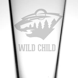 Minnesota Wild pint glass-Minnesota Wild pint glasses-Minnesota Hockey Team-NHL Hockey Fan-Custom Pint Glass-Personalized Gift Under 20