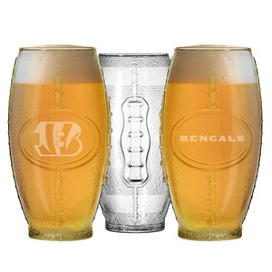 Cincinnati Bengals Football Pint Glass-Bengals Football Fans Gift-NFL Playoffs-Football shaped pint glass-Game Day Glass-Superball 2022