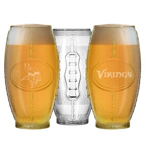 Football Shaped Pint Glass-Minnesota Vikings Football Gift-NFL Playoffs-Super Bowl-Game Day-father's Day-Coach Gift-Football Sport Pint