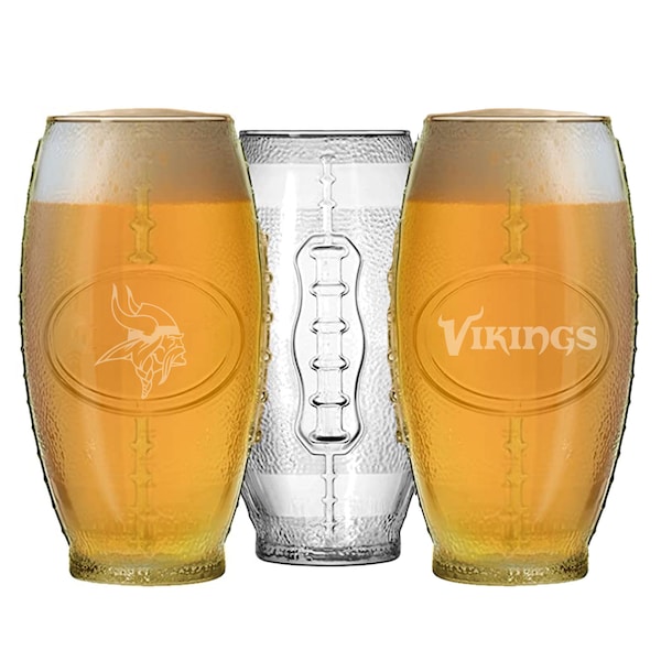 Football Shaped Pint Glass-Minnesota Vikings Football Gift-NFL Playoffs-Super Bowl-Game Day-father's Day-Coach Gift-Football Sport Pint