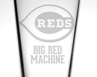 Cincinnati Reds Custom Pint Glass-Personalized Beer Pint-Baseball Gift for Mom-Dad-Fan-Coach-Player-Sports-Baseball Fans-Reds Baseball