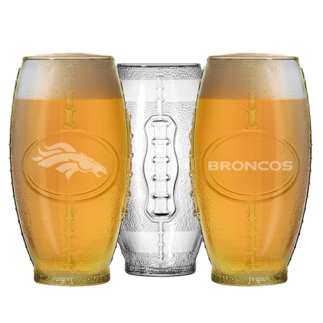 Denver Broncos Football Glassnfl Beer Glassbroncos Etched Glass