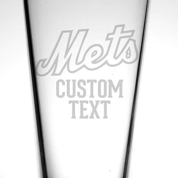 New York Mets Baseball Custom Pint Glass-Personalized Beer Pint-Baseball Gift for Mom-Dad-Fan-Coach-Player-Sports-Mets Baseball Fan-MLB