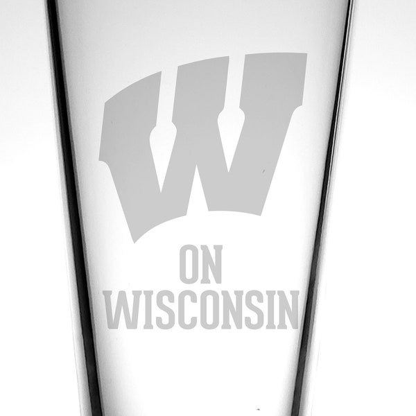 University of Wisconsin-Madison Pint Glass-Big 10-Badgers College Football-Custom Pint Glass-College Gift-Personalized-March Madness