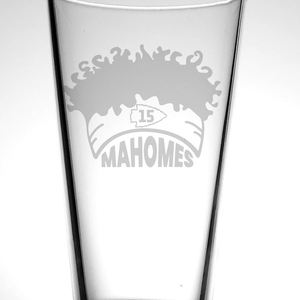 Kansas City Chiefs Pint Glass-Patrick Mahomes pint glass-Beer Glass-Football Playoffs-Chiefs Merchandise-Superbowl Champs-#15-Pub Glass