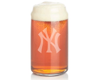 New York Yankees Beer Can Glass-Logo Only-Birthday-MLB Baseball-Coach-Husband-Father's Day-Player-Groomsman