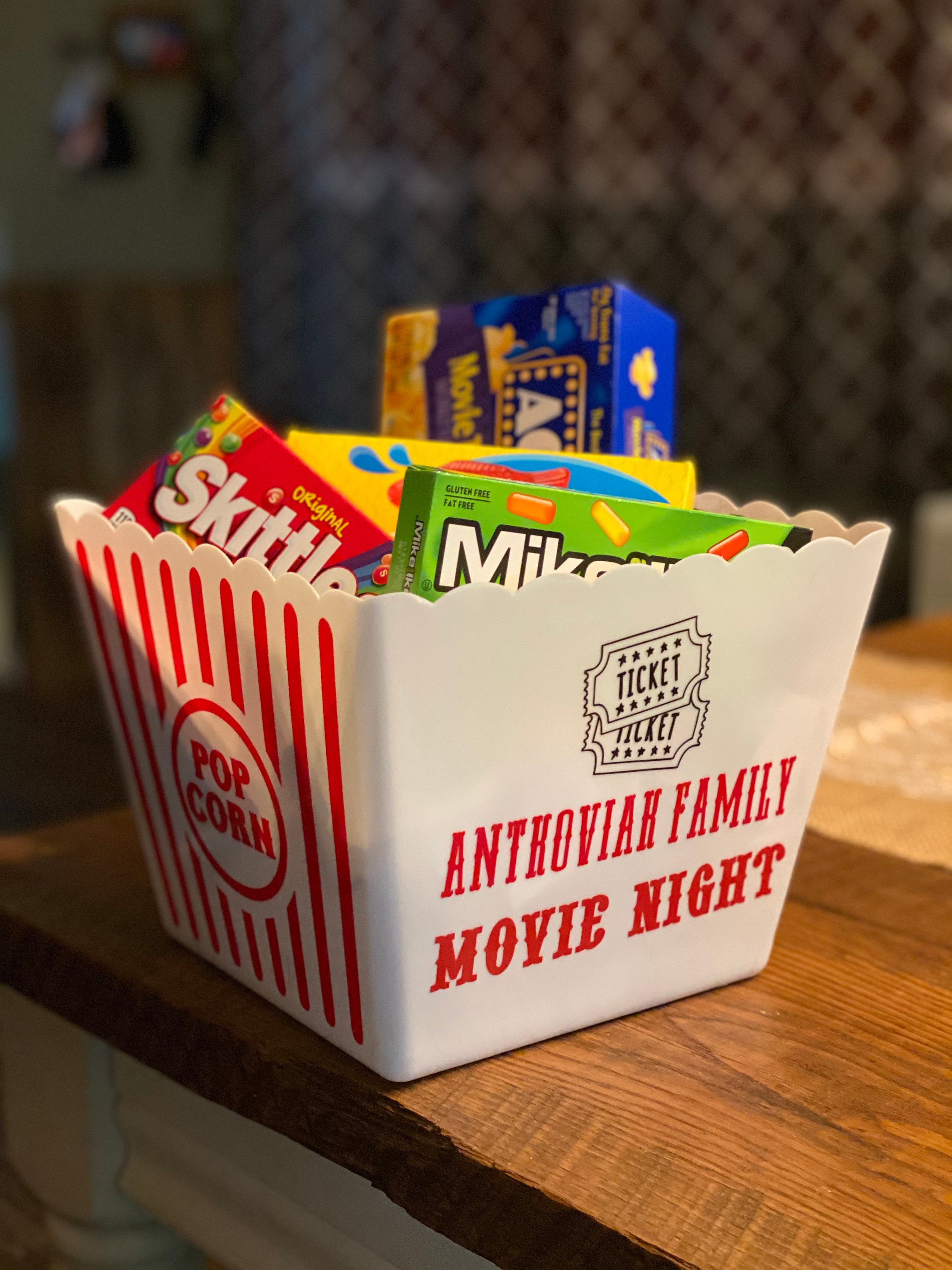 Personalized Family Movie Night Popcorn Bucket Gift Basket Etsy