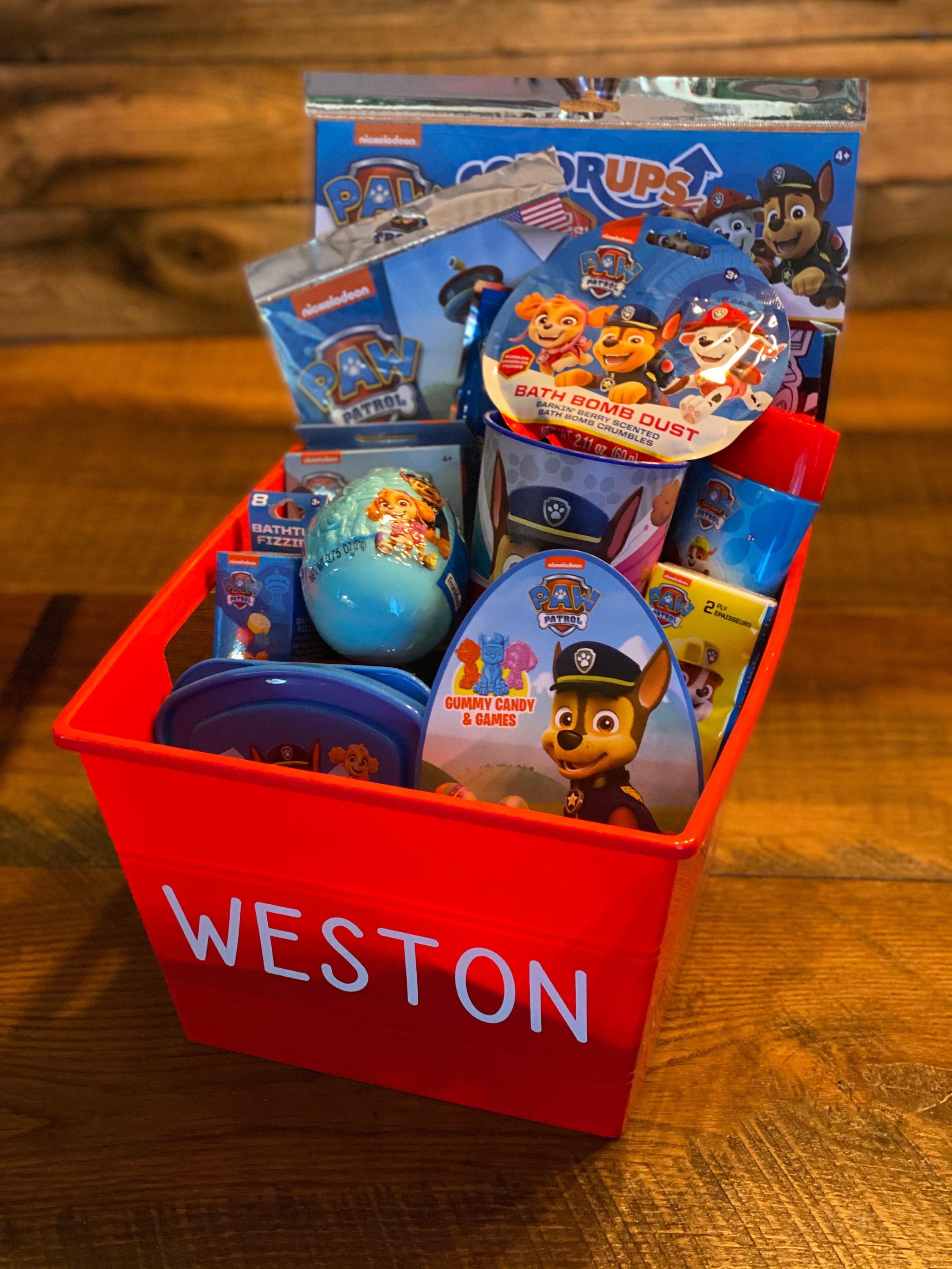Paw Patrol Filled Gift Basket Birthday Personalize Etsy
