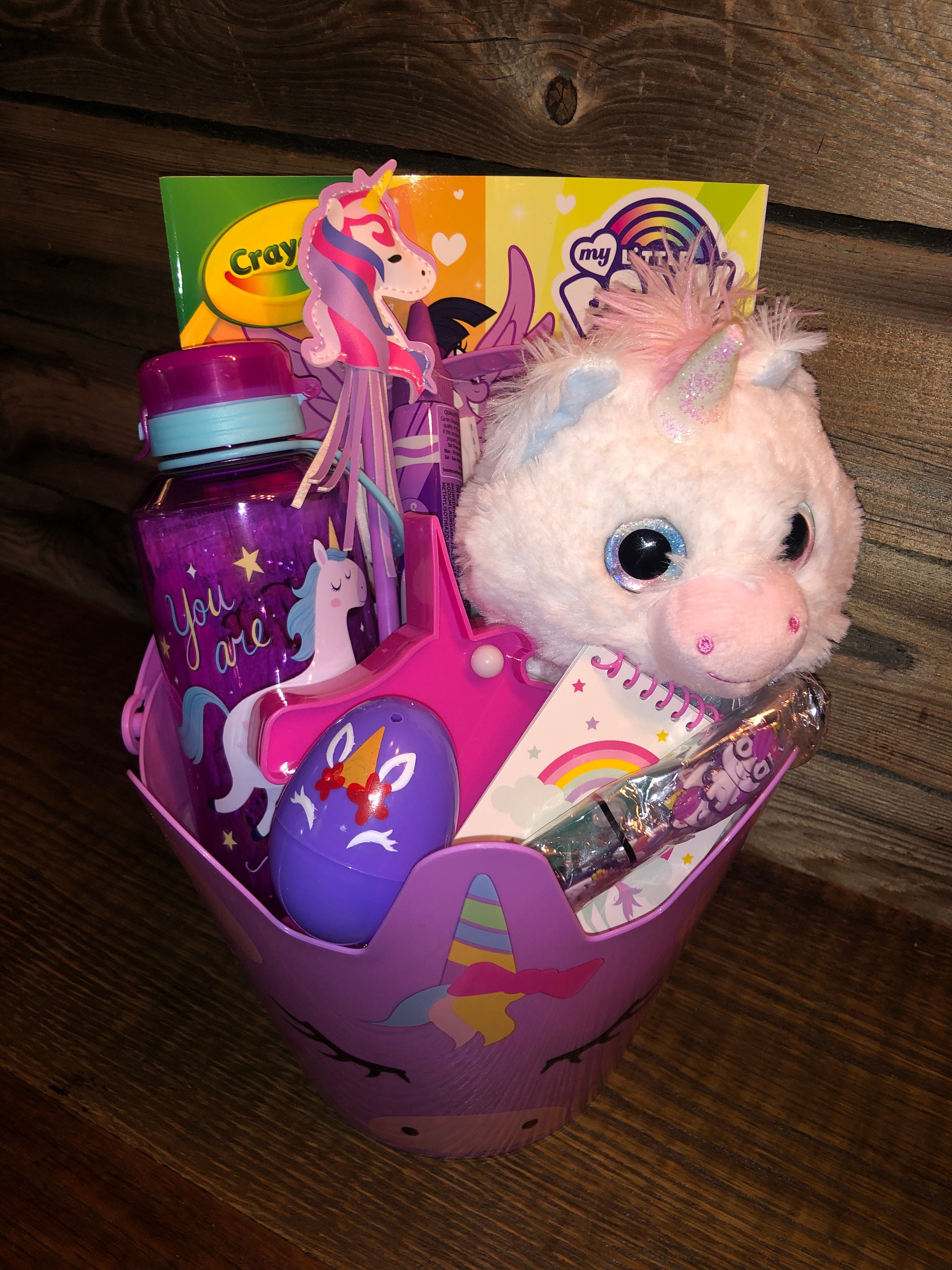 Girls Unicorn Filled Easter Basket Pre filled Easter Basket Stuffers Etsy