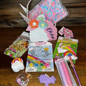 Girls Unicorn Gift Basket * Filled & Personalized Easter * Trendy Pre-filled * Rainbows *