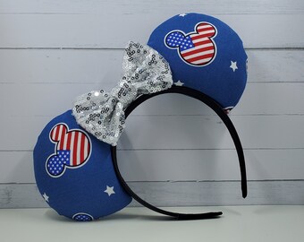 Mickey Flag Inspired Mouse Ears, Disney Ears, Mickey Ears