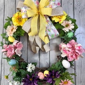 Easter  wreath, easter egg wreath, spring wreath, spring decor, Easter decor, front door wreath, everyday wreath, easter gift, pink wreath