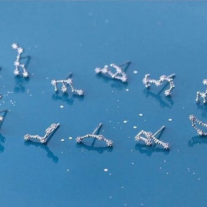 Constellation Stud Earrings Zodiac Hypoallergenic Aquarius Aries Capricorn Cancer Leo Libra Virgo Scorpio Gemini Taurus pieces