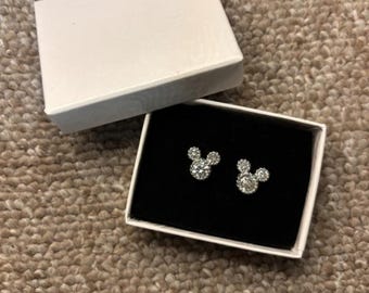 Srebrne kolczyki ze srebra próby 925 z motywem Myszki Miki i cyrkonii Disneya, prezent świąteczny