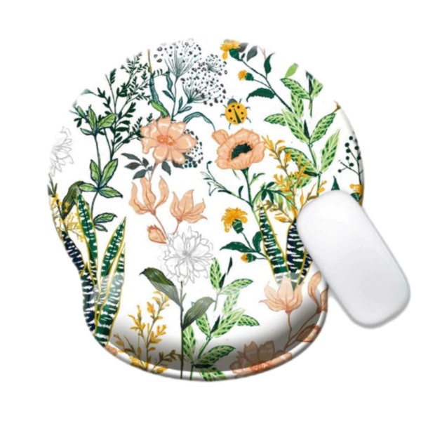 Abstract Floral Ergonomic Mouse Pad