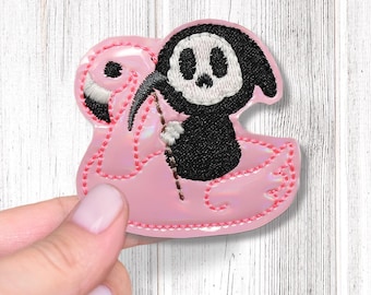 Grim Reaper Feltie Embroidery Design: Summer Flamingo, ITH (Instant Download