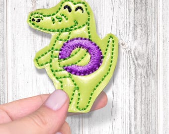 Poolside Gator Feltie: ITH Embroidery Design File (4x4, 5x7 Hoop)