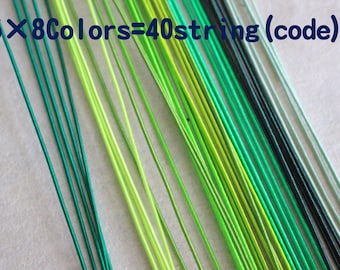 Mizuhiki Green colors, Paper strings, mizuhiki 8colors×5=40strings, japanese cord, rayon wrap