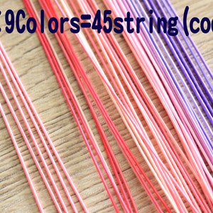 Mizuhiki Pink+purple colors, Paper strings, mizuhiki 9colors×5=45strings, japanese cord, rayon wrap image 1