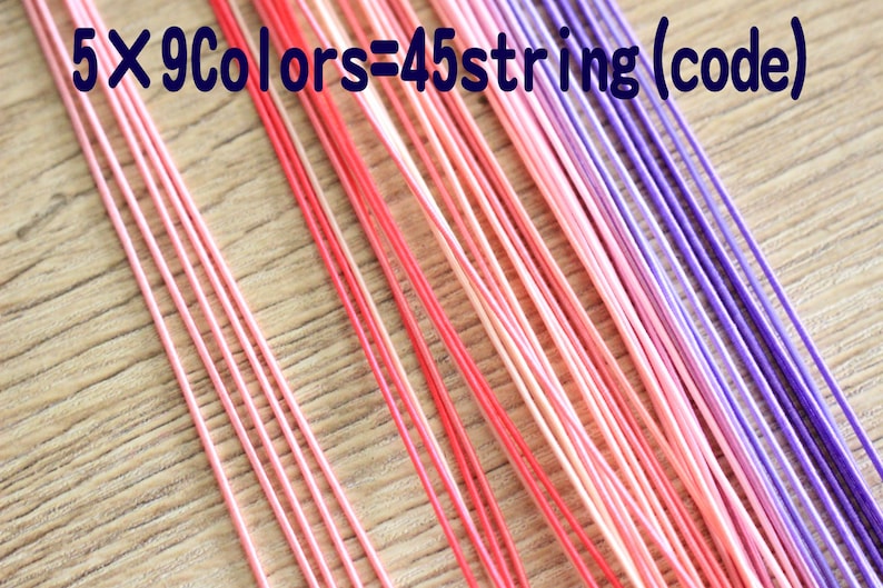 Mizuhiki Pink+purple colors, Paper strings, mizuhiki 9colors×5=45strings, japanese cord, rayon wrap image 1